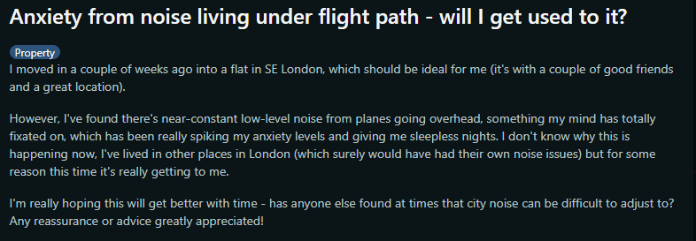 Flight Path Anxiety Post from Reddit